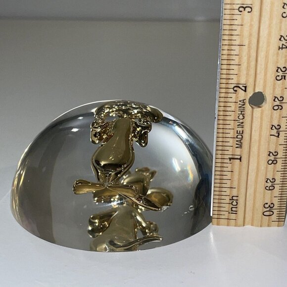 Vintage Clear Lucite Acrylic Looney Tunes Gold Tone Sylvester Paper Weight Nice! - Picture 10 of 11